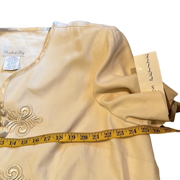 Elegant Cream & Silver Trim Fleur-de-Lis Jacket Sz 24WP Pride & Joy Wedding NWT - Picture 9 of 11